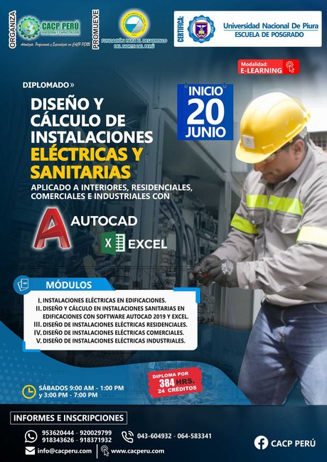 Diseño Y Calculo De Instalaciones Eléctricas Y Sanitarias Aplicado A Interiores, Residenciales, Comerciales E Industriales Con Autocad Y Excel. 2020 - 1
