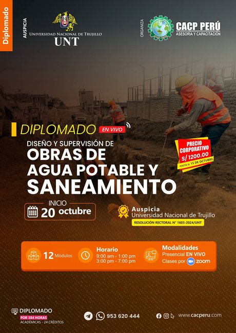 Diseño Y Supervisión De Obras De Agua Potable Y Saneamiento. 2024 - 2