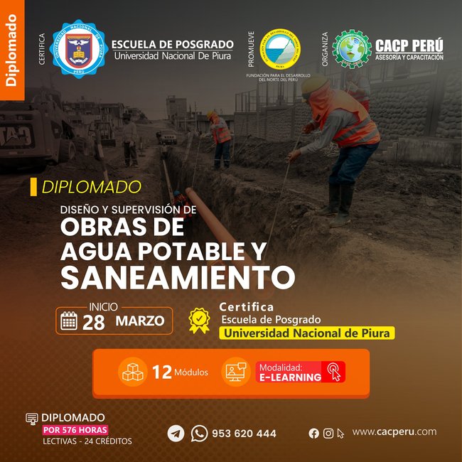 Diseño y supervisión de obras de agua potable y saneamiento. 2026-1 E