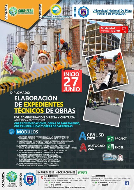 Elaboración De Expedientes Técnicos De Obras Por Administración Directa Y Contrata Aplicado A Proyectos De Obras De Edificaciones, Obras De Saneamiento, Obras Hidráulicas Y Obras De Carreteras. 2020 - 1