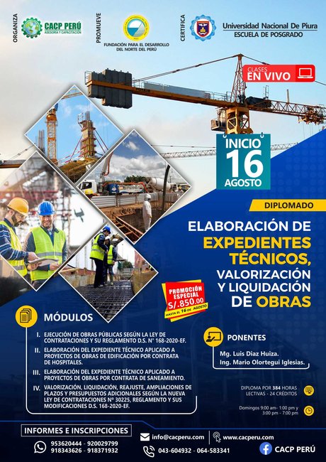 Elaboración De Expedientes Técnicos, Valorización Y Liquidación De Obras. 2020 - 2