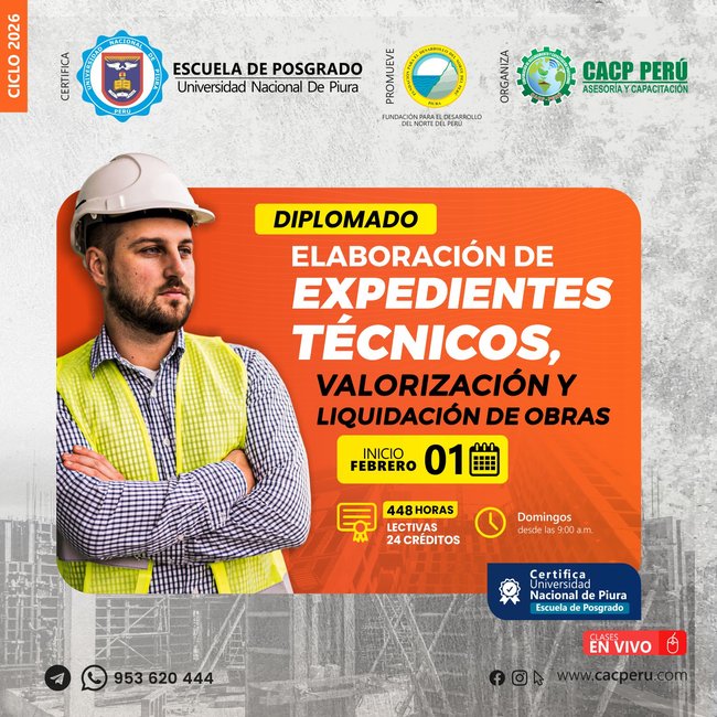Elaboración de expedientes técnicos, valorización y liquidación de obras. 2026-1 P