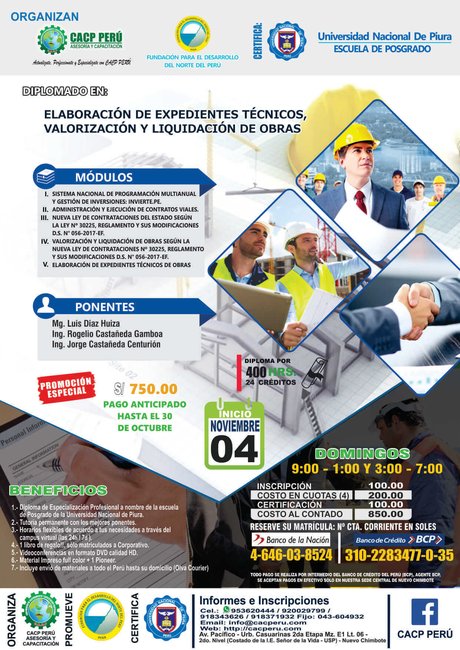 Elaboración De Expedientes Técnicos, Valorización Y Liquidación De Obras 2018 - 2