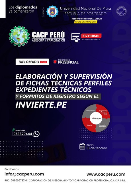 Elaboración Y Supervisión De Fichas Técnicas Perfiles Expedientes Técnicos Y Formatos De Registro Según El Invierte.Pe 2024 - 1.2