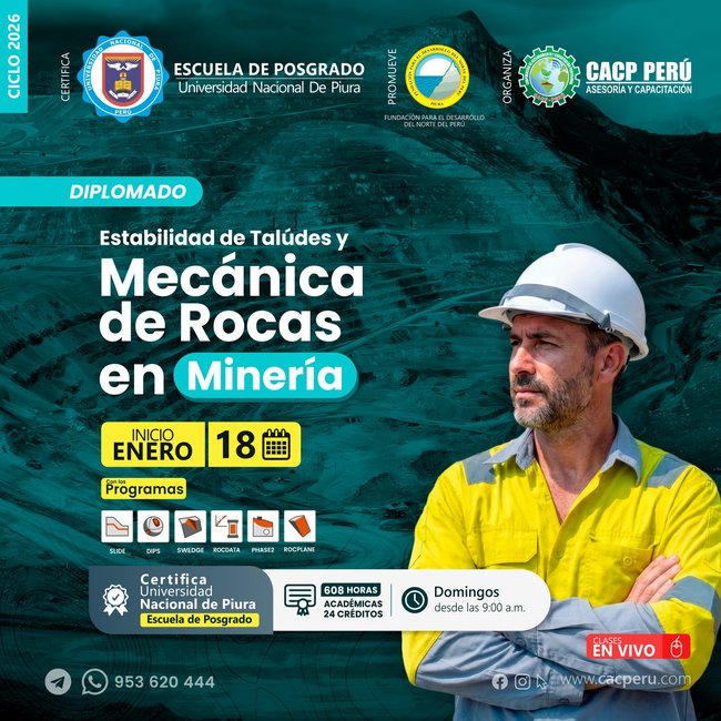 Estabilidad de talúdes y mecánica de rocas en Minería. 2026-1 O