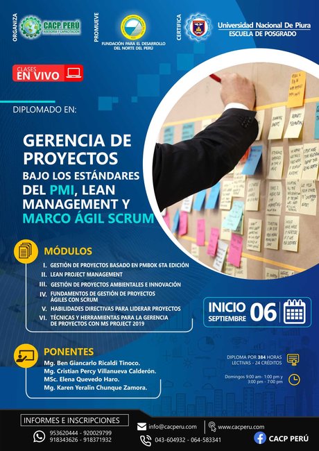 Gerencia De Proyectos Bajo Los Estándares Del Pmi, Lean Management Y Marco Ágil Scrum. 2020 - 2
