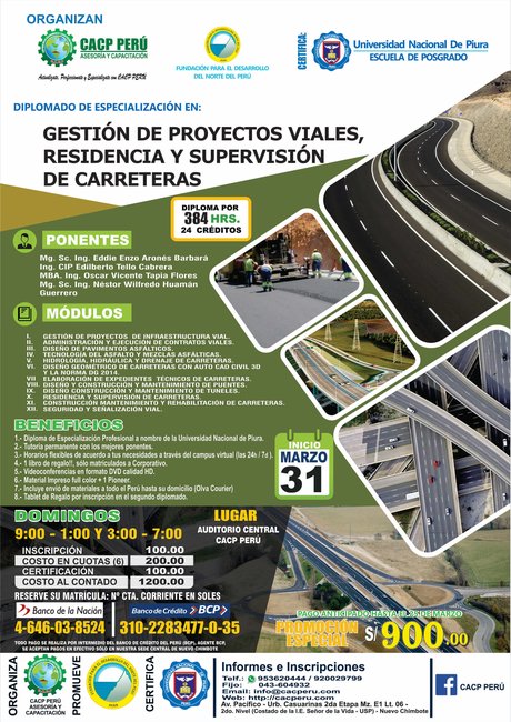 Gestión De Proyectos Viales, Residencia Y Supervisión De Carreteras 2018 - I
