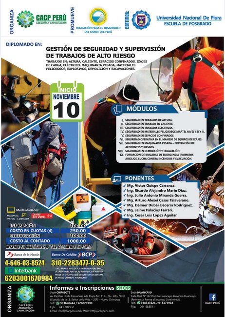 Gestión De Seguridad Y Supervisión De Trabajos De Alto Riesgo. 2019 - 2 - Chimbote