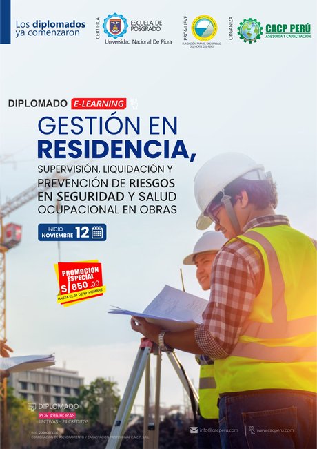 Gestión En Residencia, Supervisión, Liquidación Y Prevención De Riesgos En Seguridad Y Salud Ocupacional En Obras. 2023 - 2.2 E-Learning