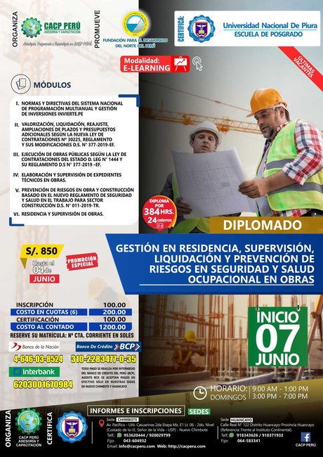 Gestión En Residencia, Supervisión, Liquidación Y Prevención De Riesgos En Seguridad Y Salud Ocupacional En Obras. 2020 - 1