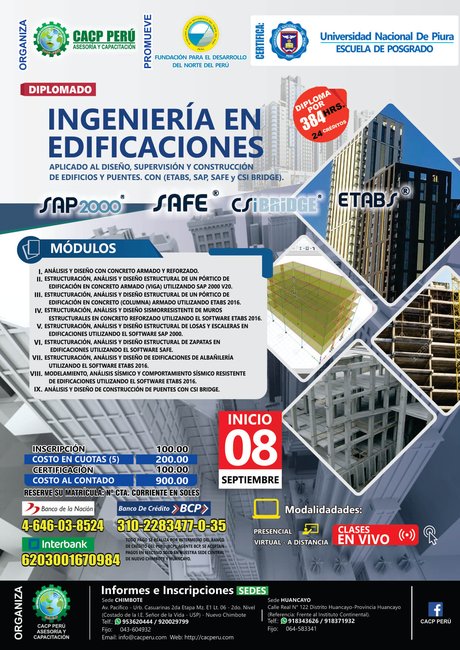 Ingeniería En Edificaciones Aplicado Al Diseño, Supervisión Y Construcción De Edificios Y Puentes. (Etabs, Sap, Safe Y Csi Bridge). 2019 - 1