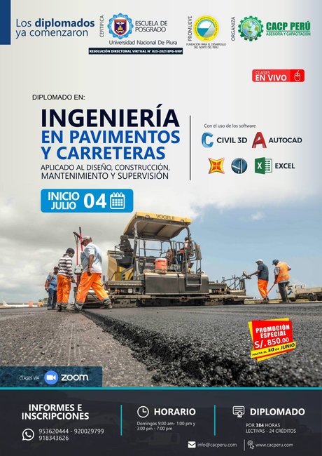 Ingeniería En Pavimentos Y Carreteras Aplicado Al Diseño, Construcción, Mantenimiento Y Supervisión. 2021 - 2