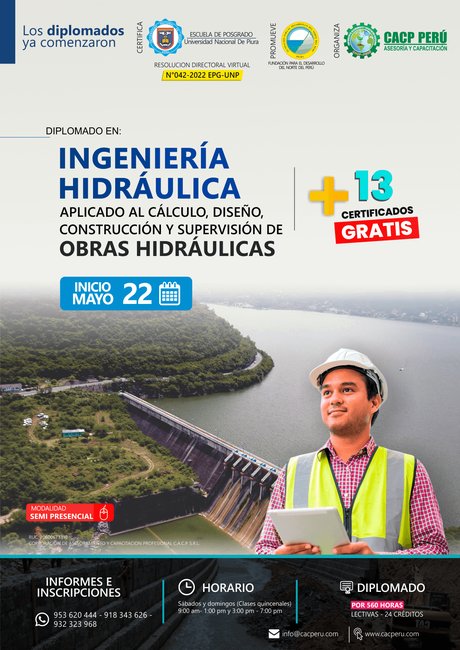 Ingeniería Hidráulica Aplicado Al Cálculo, Diseño, Construcción Y Supervisión De Obras Hidráulicas. 2022 - 2