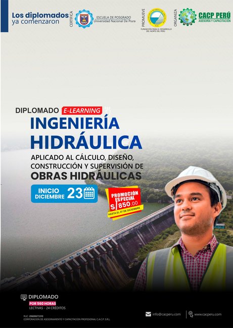 Ingeniería Hidráulica Aplicado Al Cálculo, Diseño, Construcción Y Supervisión De Obras Hidráulicas. 2023-2.2 Elerning
