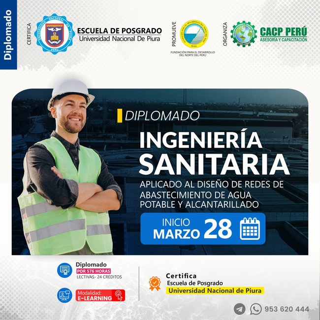 Ingeniería sanitaria aplicado al diseño de redes de abastecimiento de agua potable y alcantarillado. 2026-1 E