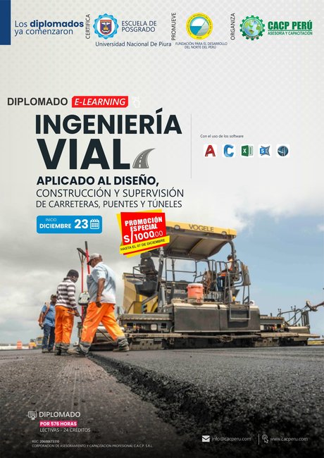 Ingeniería Vial Aplicado Al Diseño, Construcción Y Supervisión De Carreteras, Puentes Y Túneles. 2023-2.2 Elerning
