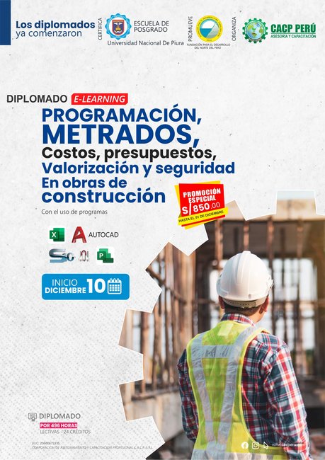 Programación, Metrados, Costos, Presupuestos, Valorización Y Seguridad En Obras De Construcción. 2023 - 2.2 E-Learning