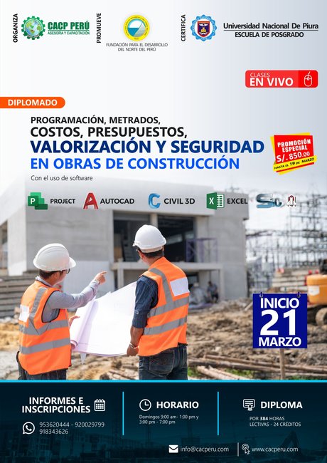 Programación, Metrados, Costos, Presupuestos, Valorización Y Seguridad En Obras De Construcción. 2021 - 2