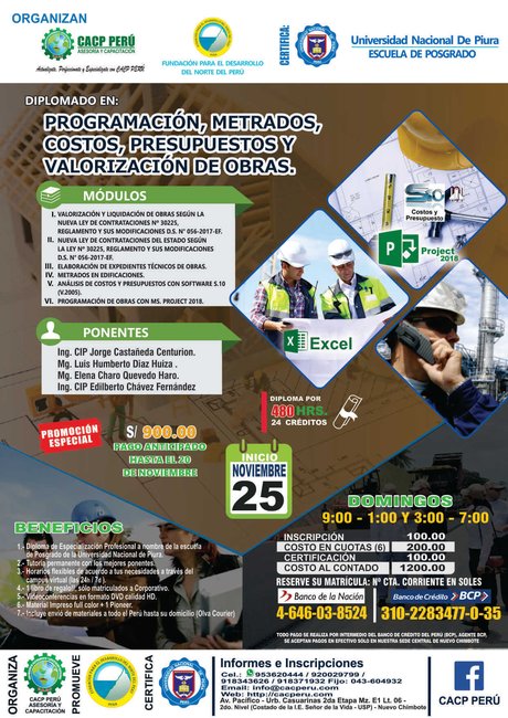 Programación, Metrados, Costos, Presupuestos Y Valorización De Obras 2018 - 2