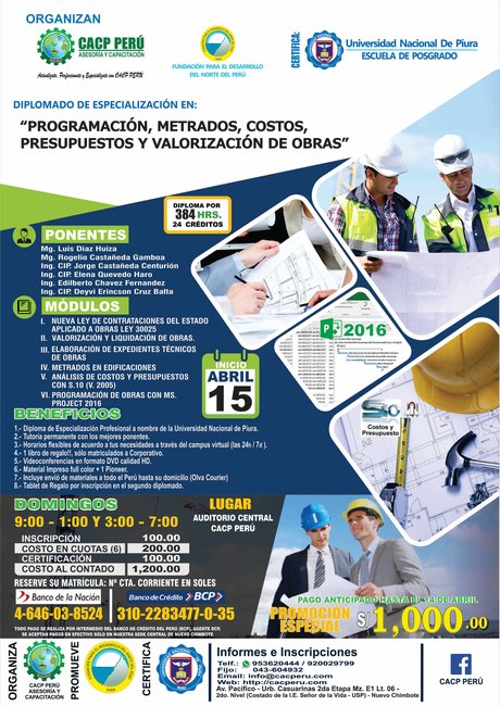 Programación, Metrados, Costos, Presupuestos Y Valorización De Obras 2018 - I
