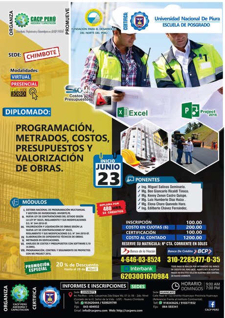 Programación, Metrados, Costos, Presupuestos Y Valorización De Obras. 2019 - 1