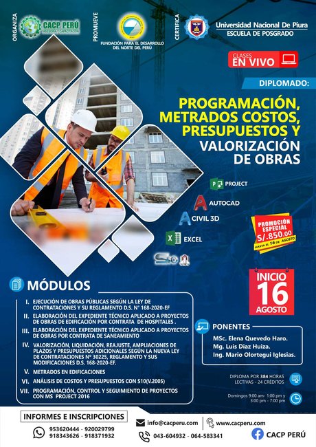 Programación, Metrados Costos, Presupuestos Y Valorización De Obras. 2020 - 2