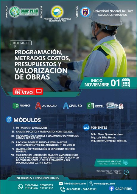 Programación, Metrados Costos, Presupuestos Y Valorización De Obras. 2020 - 3