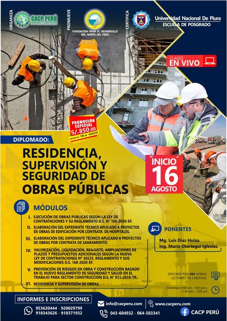 Residencia, Supervisión Y Seguridad De Obras Públicas. 2020 - 2
