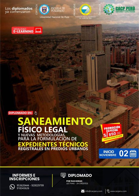 Saneamiento Físico Legal Y Nuevas Metodologías Para La Formulación De Expedientes Técnicos Registrales En Predios Urbanos. 2024 - 2 E-Learning
