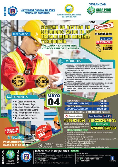 Sistema De Gestión En Seguridad, Salud En El Trabajo, Medio Ambiente Y Ergonomía. 2019 - 1