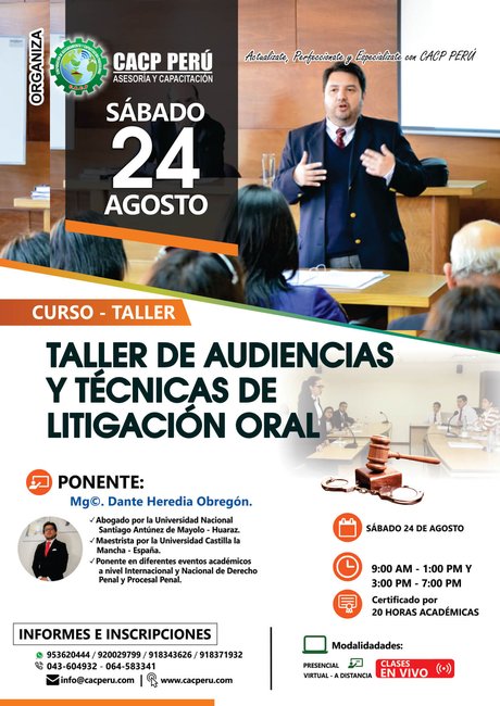 Taller De Audiencias Y Técnicas De Litigación Oral. 2019 - 1